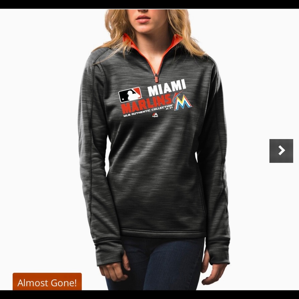 Women’s Miami Marlins Majestic Black Authentic Collection 1/4 Zip Fleece, MED